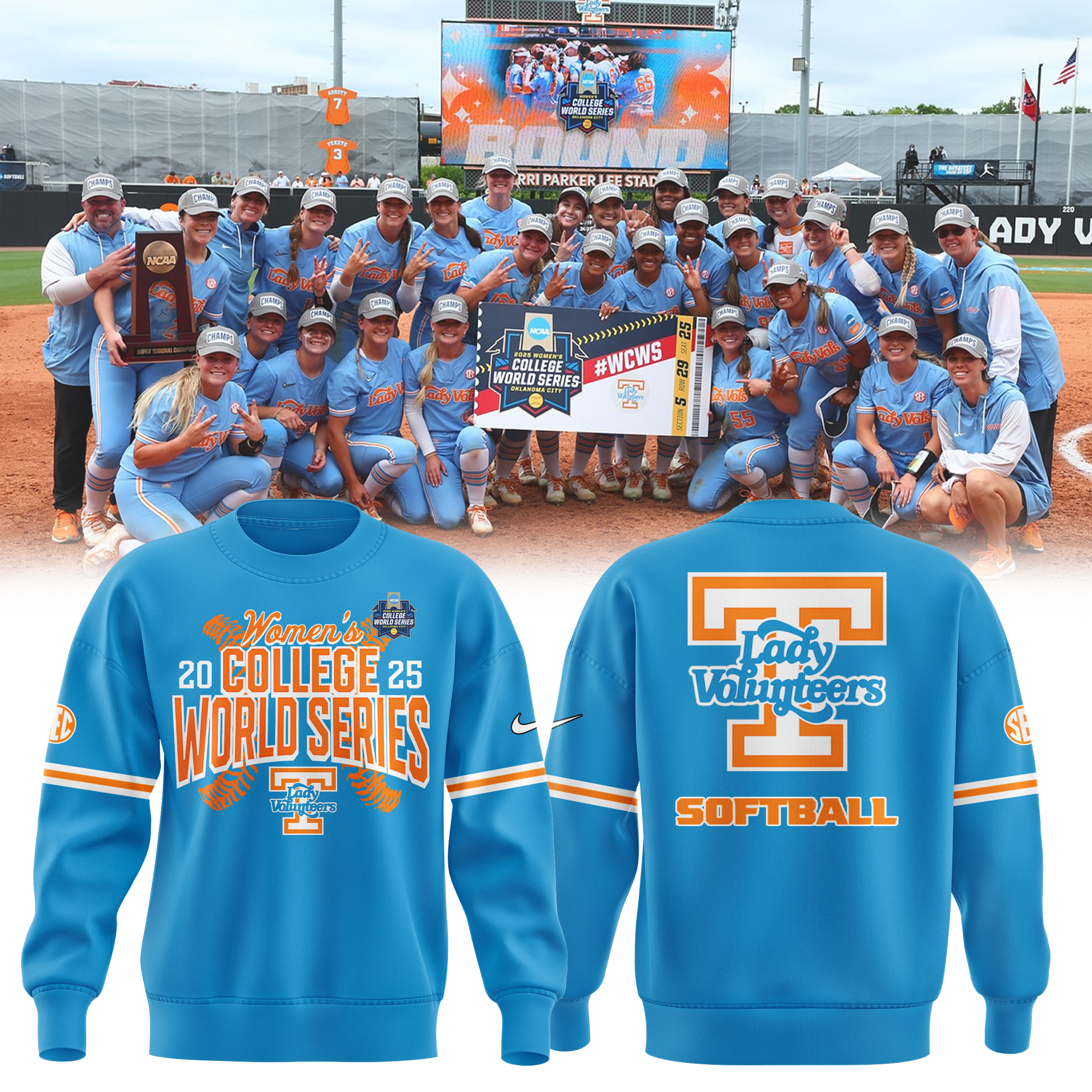 Tennessee Lady Vols 2025 Ncaa Softball Womens College World Series Sweatshirt Softball Lover Gift Ideas