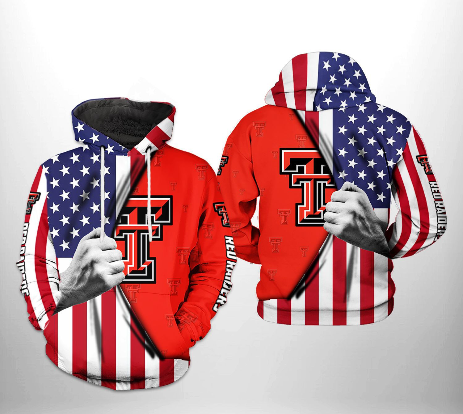 Texas Tech Red Raiders NCAA US Flag Hoodie Zip Hoodie Version 1826