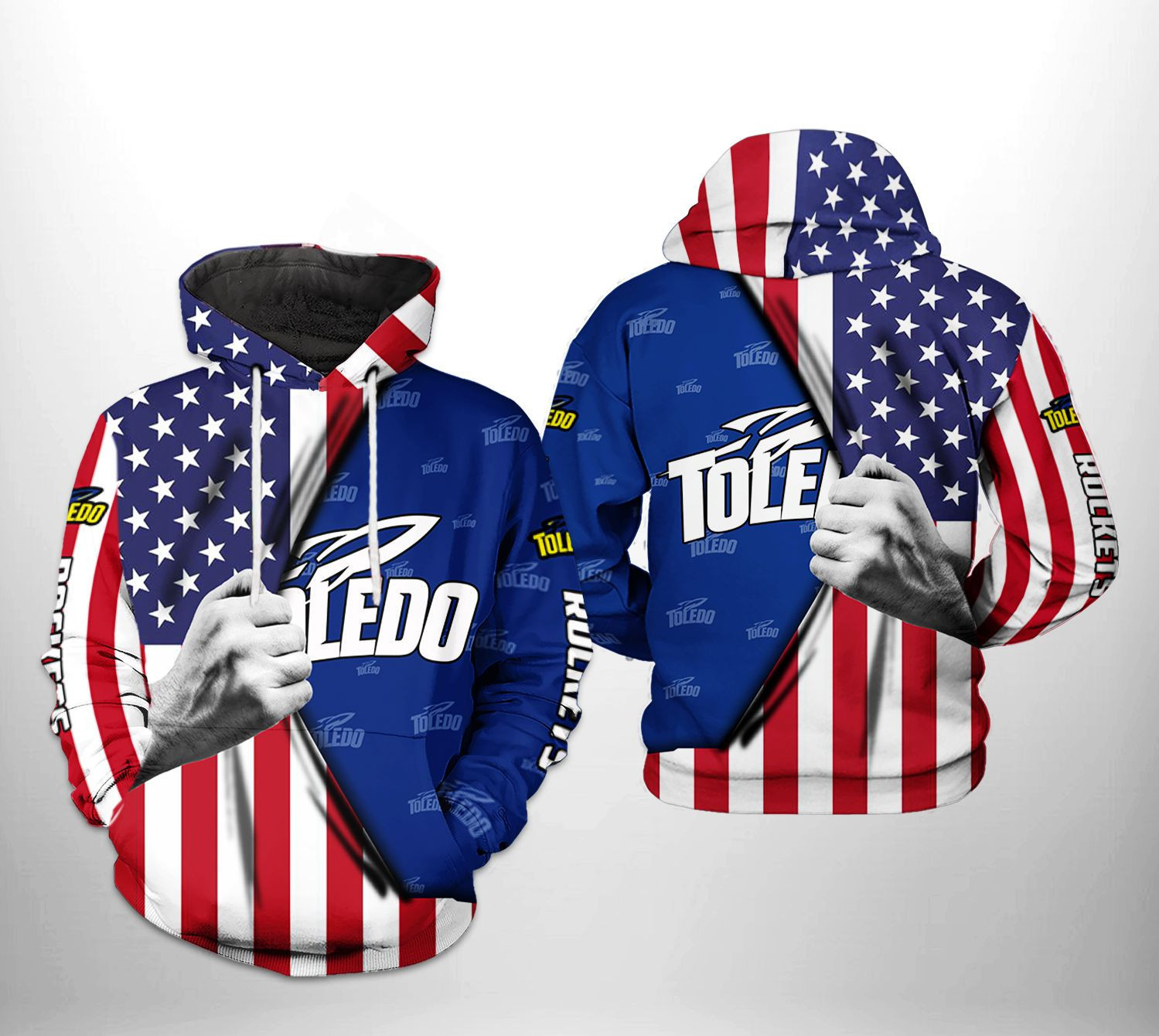 Toledo Rockets NCAA US Flag Hoodie Zip Hoodie
