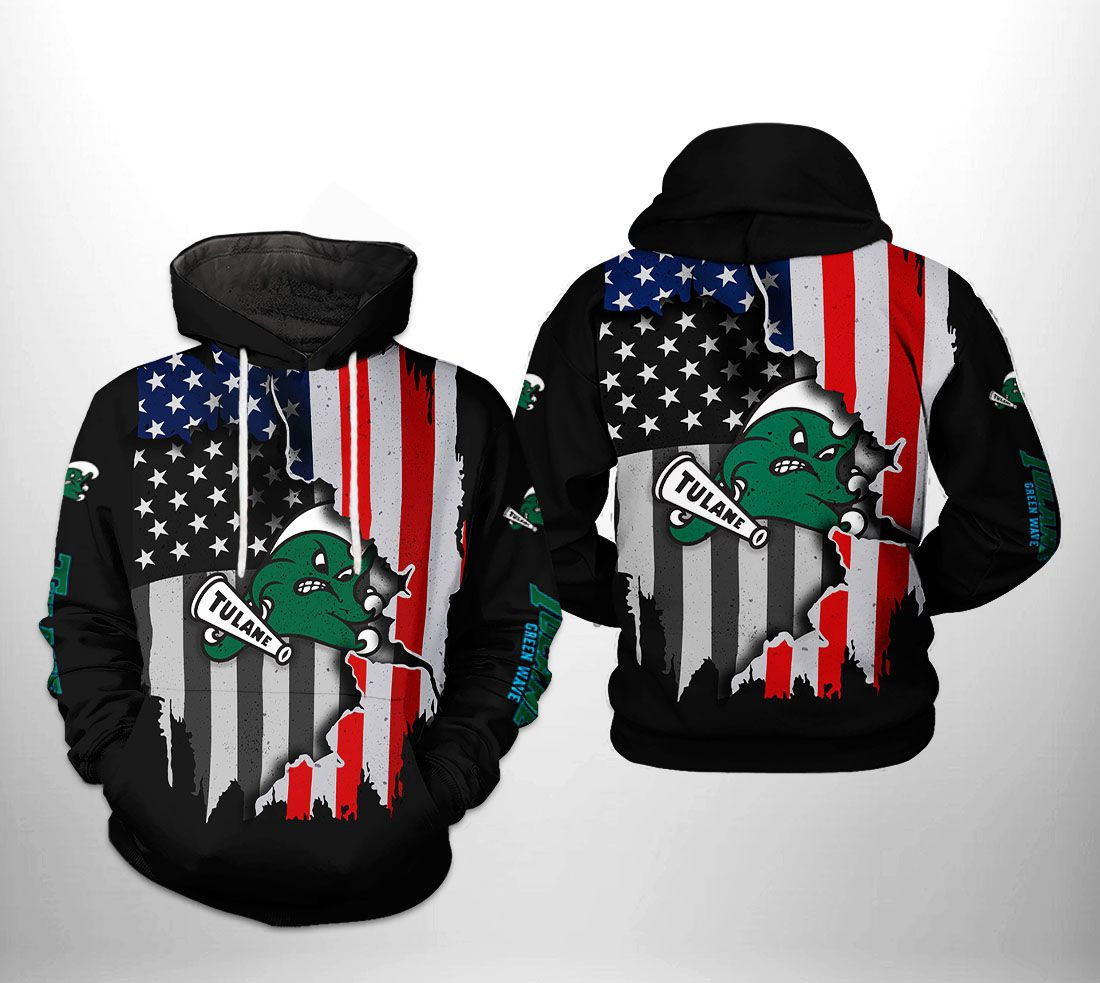 Tulane Green Wave NCAA US Flag Hoodie Zip Hoodie Version 247