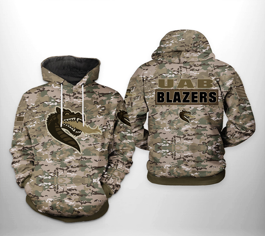 UAB Blazers NCAA Camo Veteran Hoodie Zip Hoodie