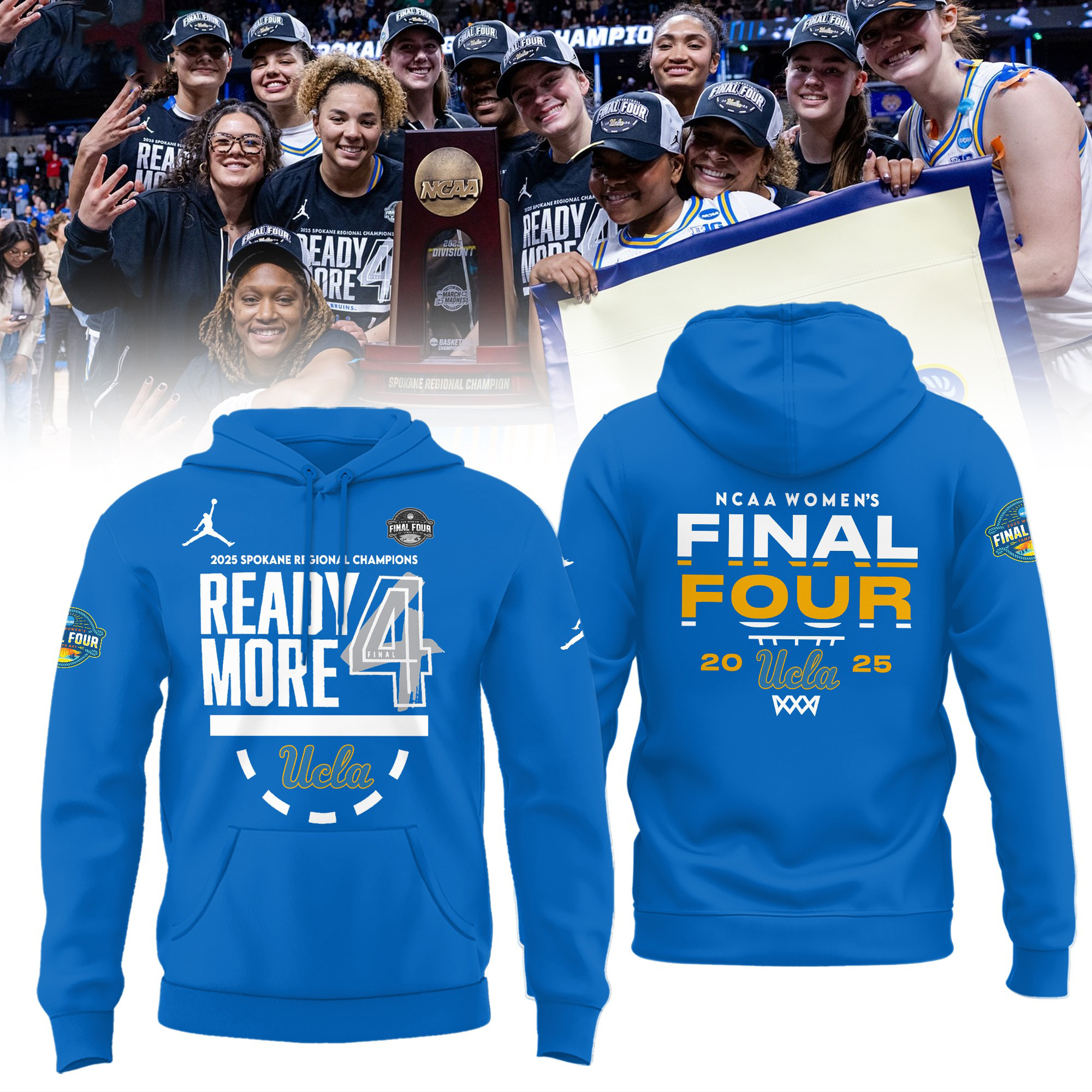 UCLA Final Four Regional Champions Hoodie 2025 NCAA Womens Basketball Merch Fan Gifts