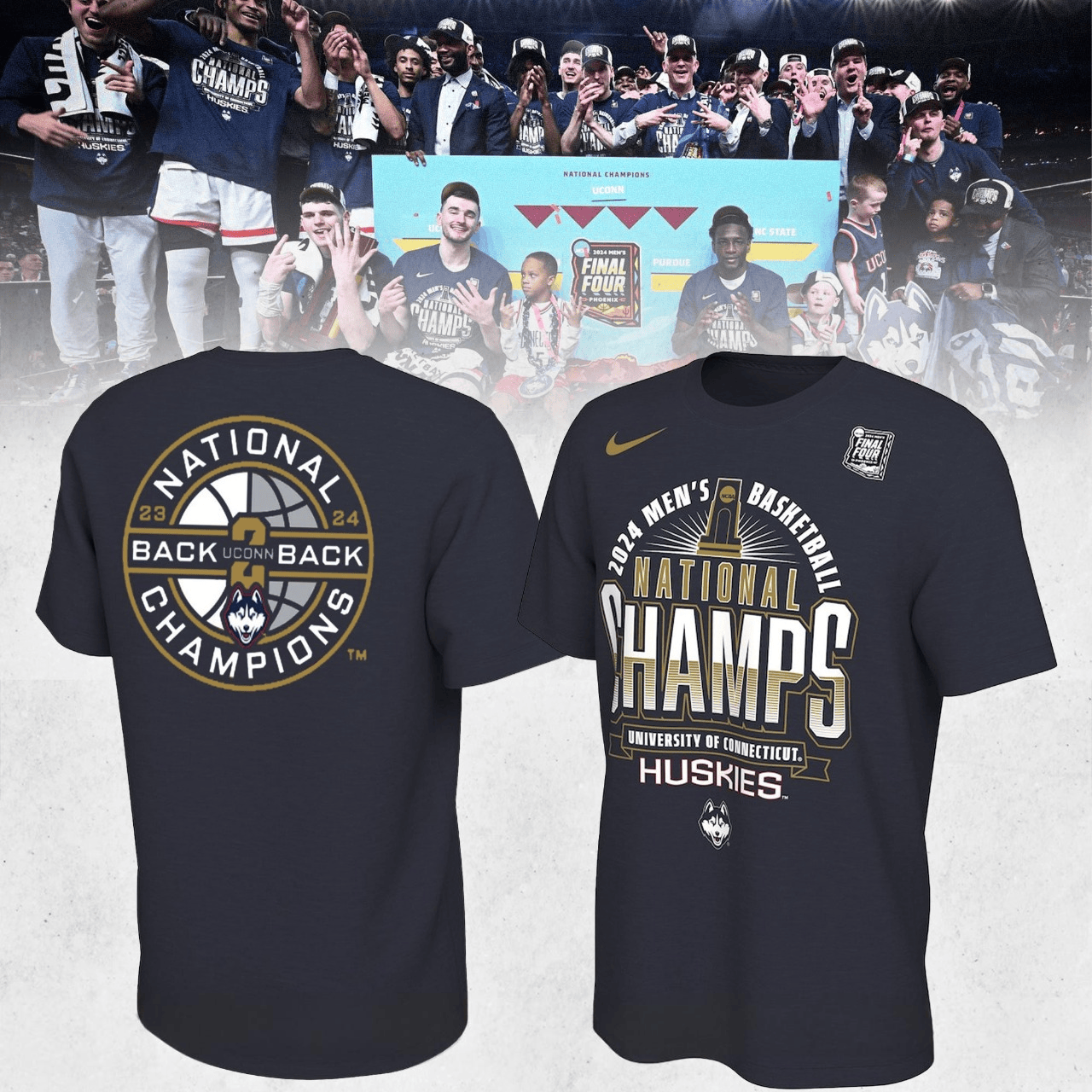 UConn Huskies Back-To-Back NCAA Mens Basketball National Champions Shirt Dudes Gifts
