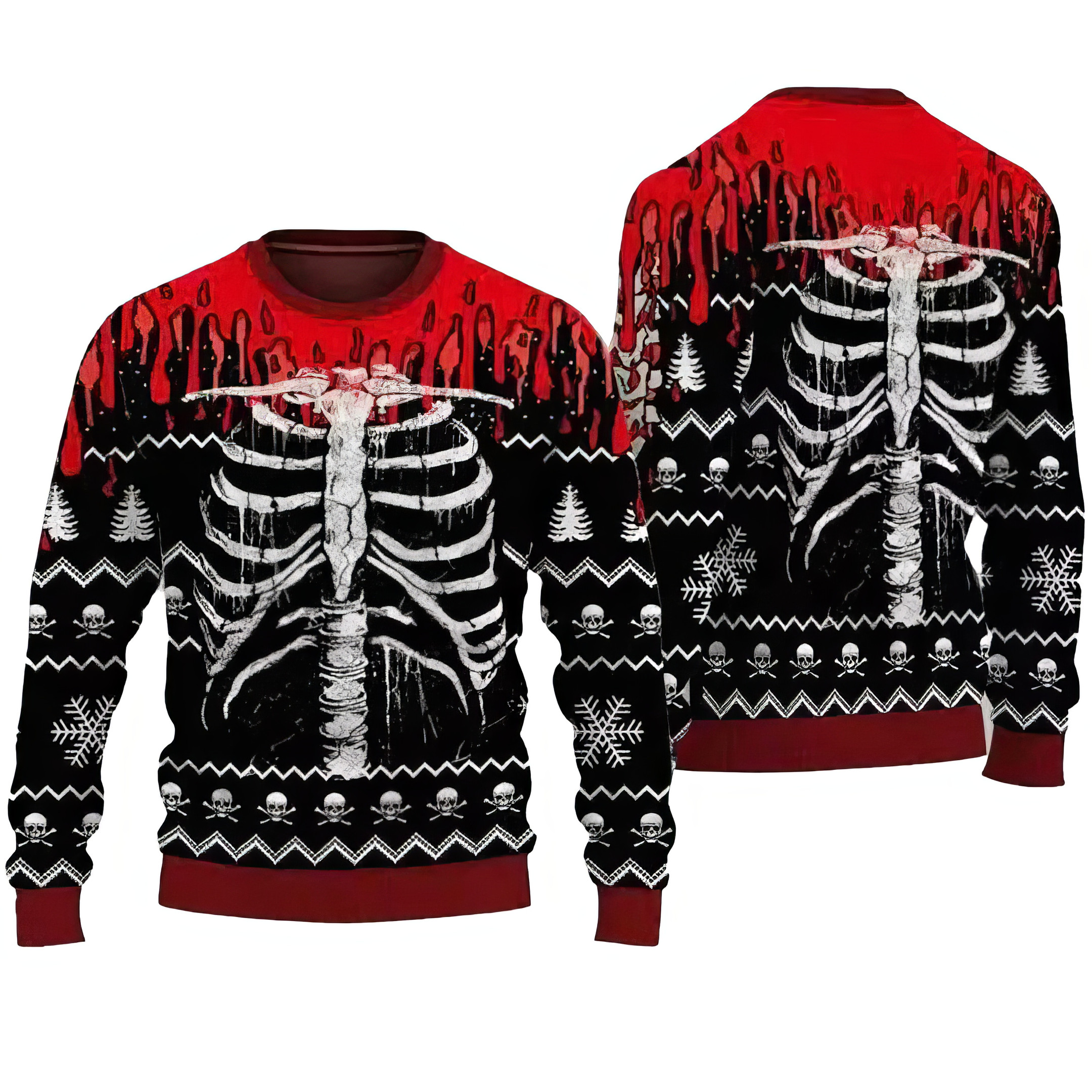 Ugly Halloween Sweater Skeleton Skull Spooky Outfit