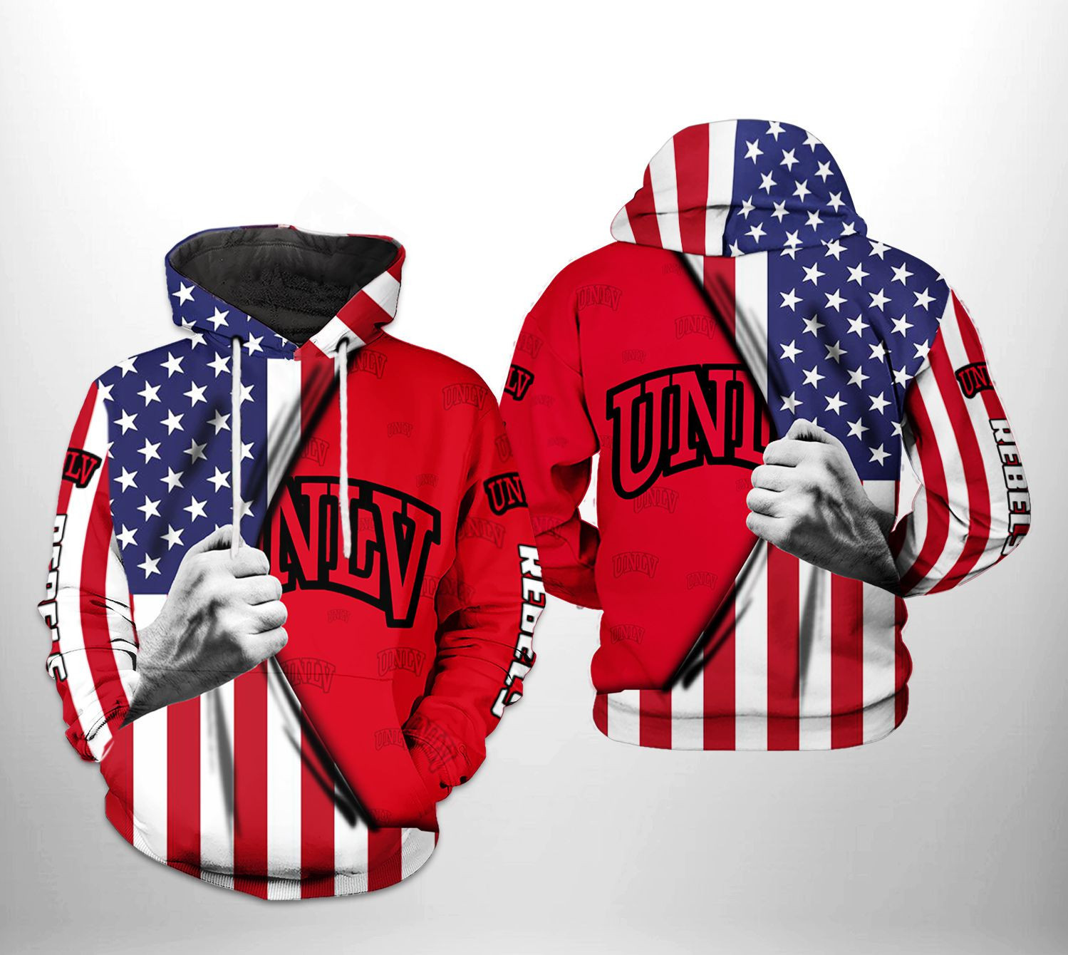 UNLV Rebels NCAA US Flag Hoodie Zip Hoodie Version 297