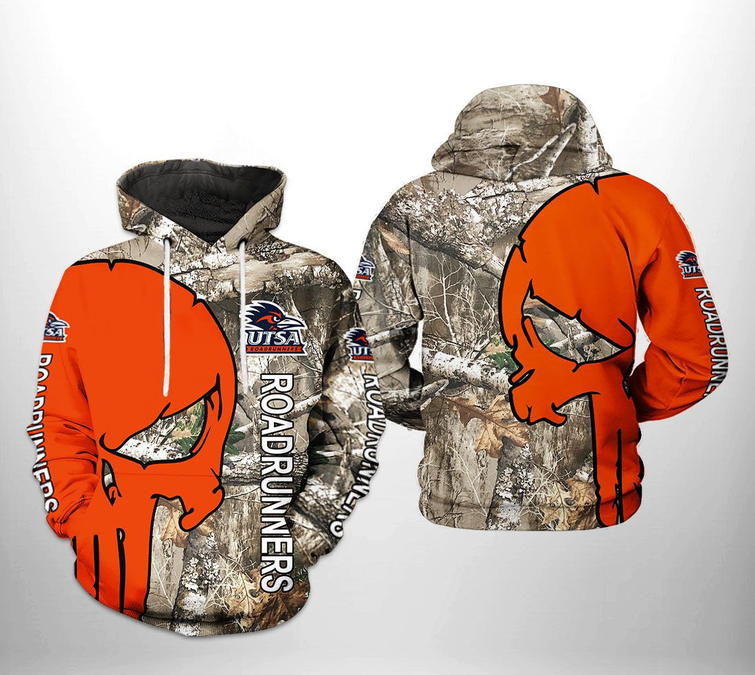 UTSA Roadrunners NCAA Camo Veteran Hunting Hoodie Zip Hoodie