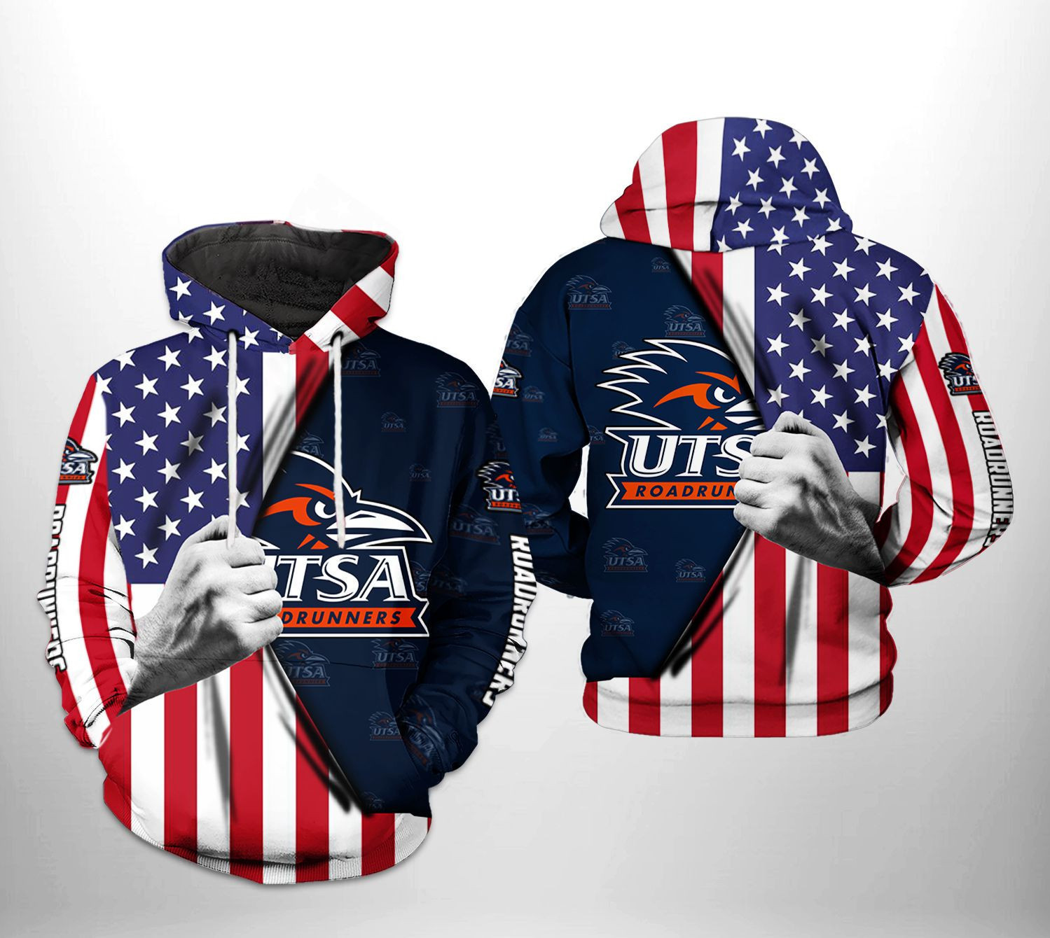 UTSA Roadrunners NCAA US Flag Hoodie Zip Hoodie Version 216