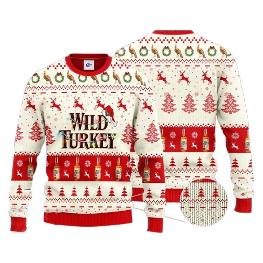 Wild Turkey Santa Hat Ugly Christmas Sweater