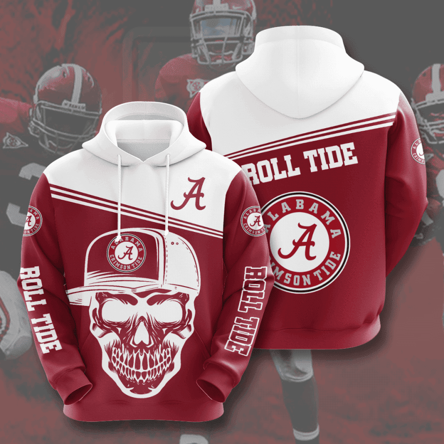 Alabama Crimson Tide NCAA Skull Hoodie Zip Hoodie