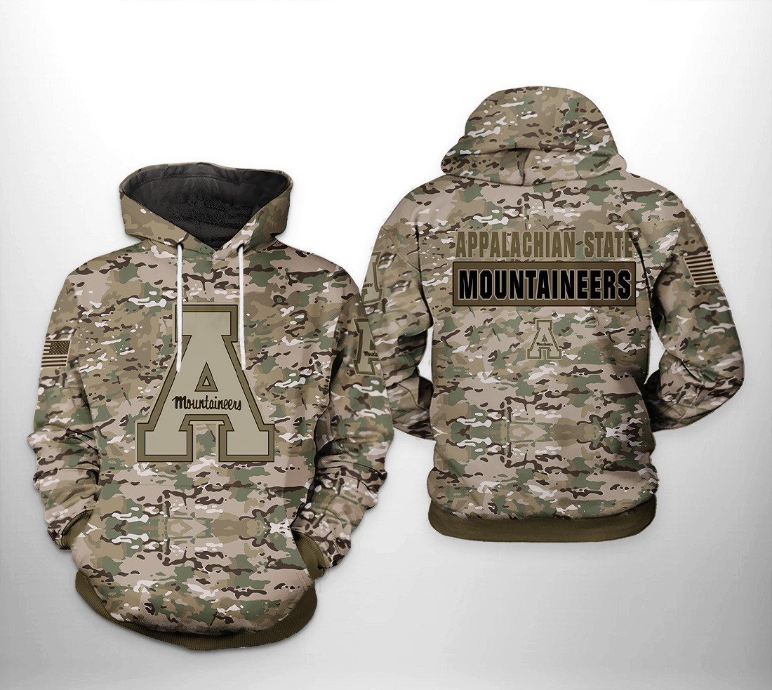Appalachian State Mountaineers NCAA Camo Veteran Hoodie Zip Hoodie
