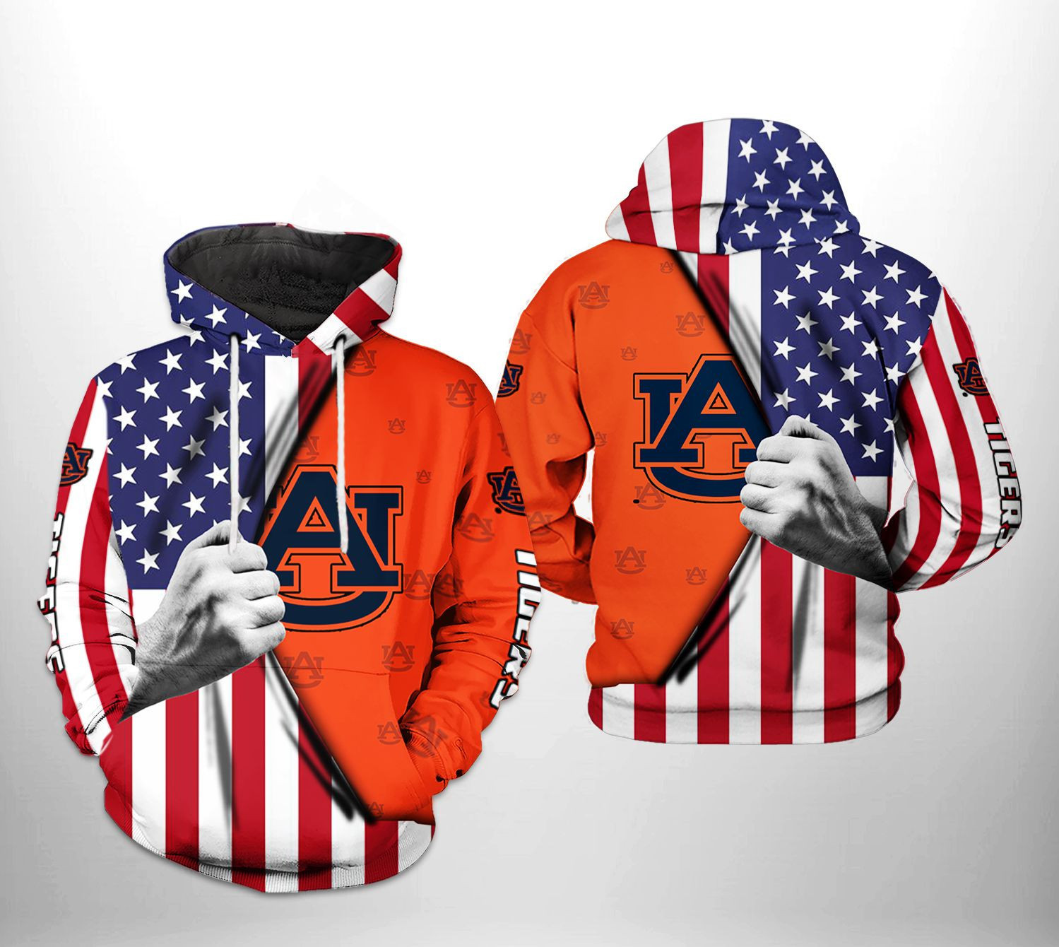Auburn Tigers NCAA US FLag Hoodie Zip Hoodie Version 2913