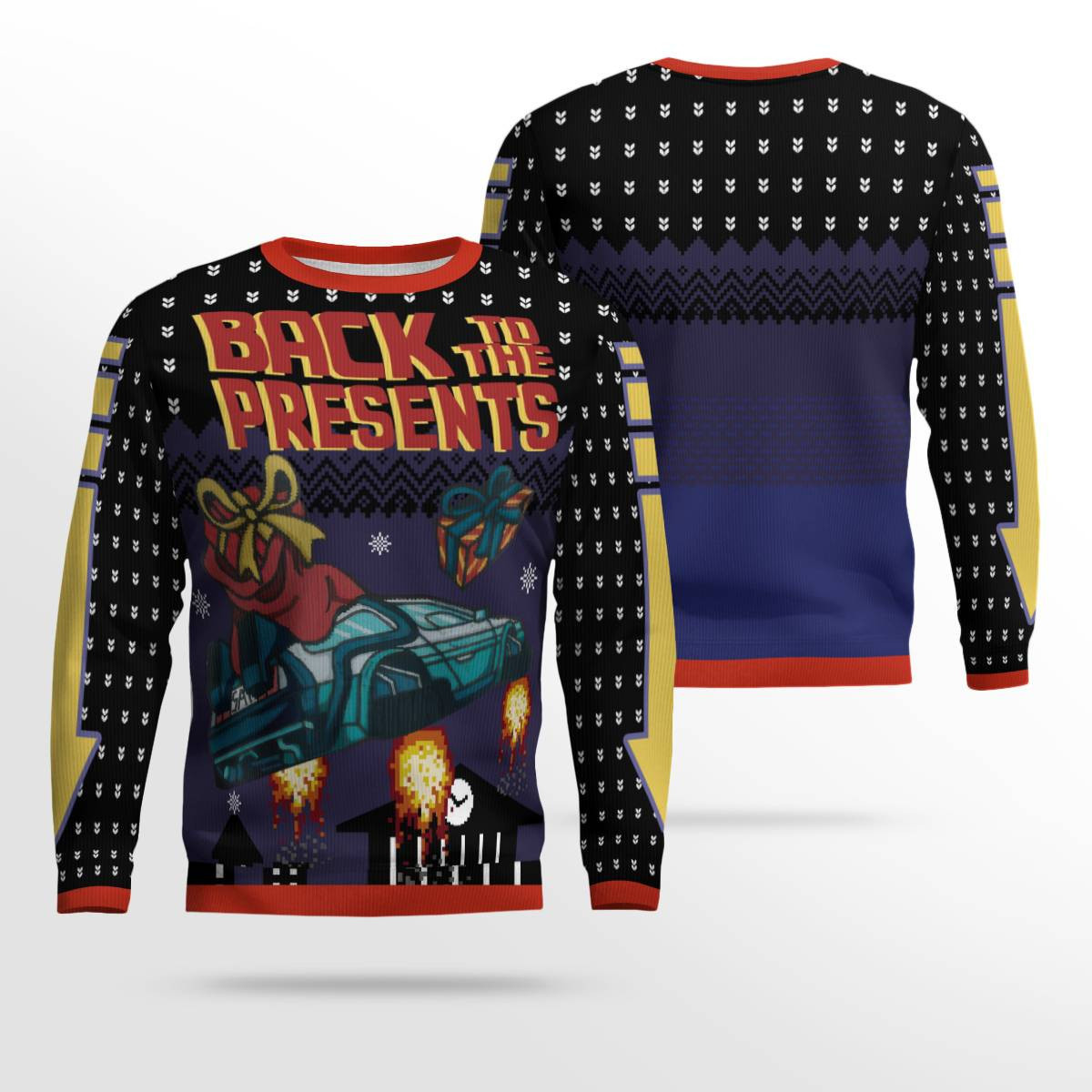 Back To The Present Car Gift Ugly Christmas Sweater