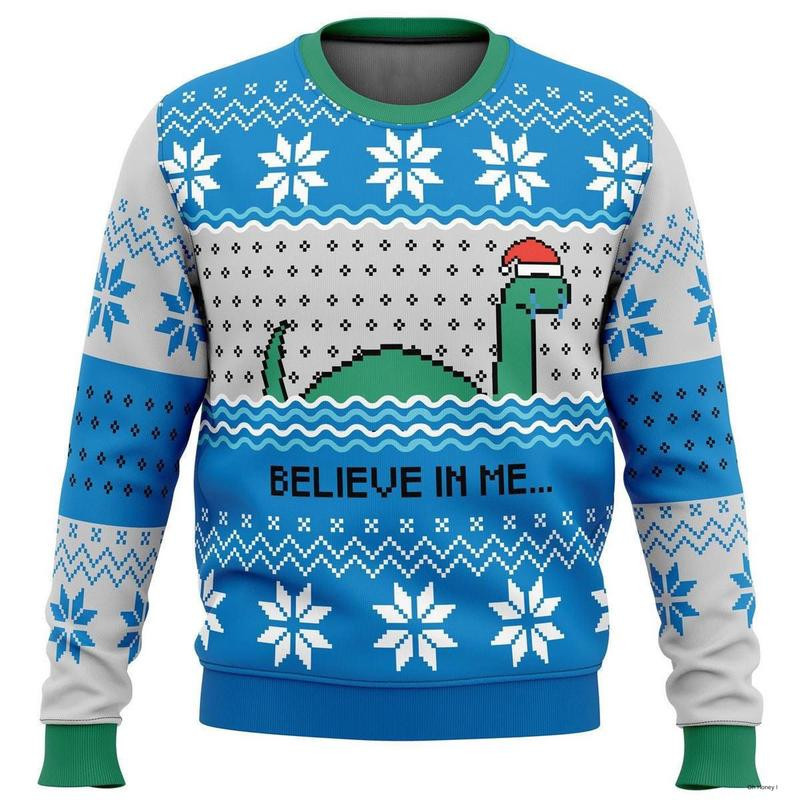Believe In Me Nessie Loch Ness Ugly Christmas Sweater