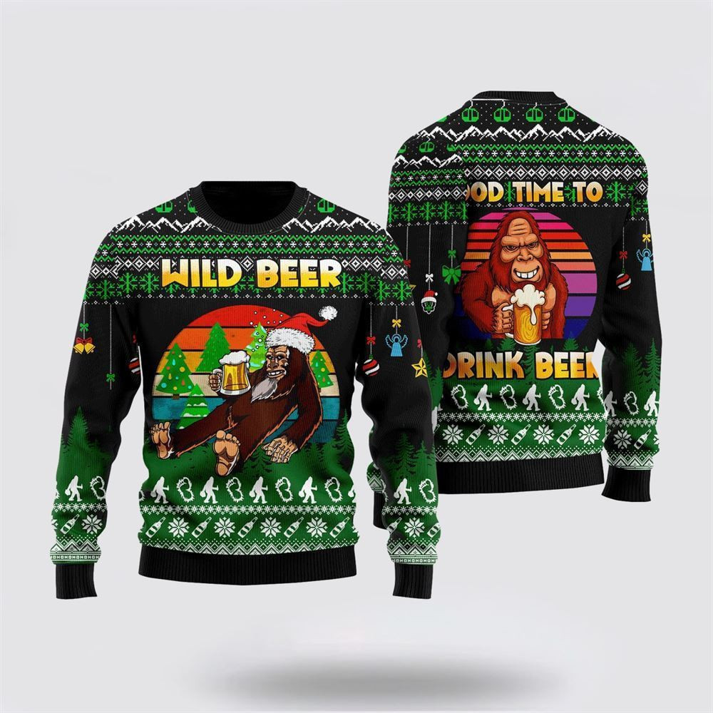 Bigfoot Wild Beer Drink Beer Ugly Christmas Sweater
