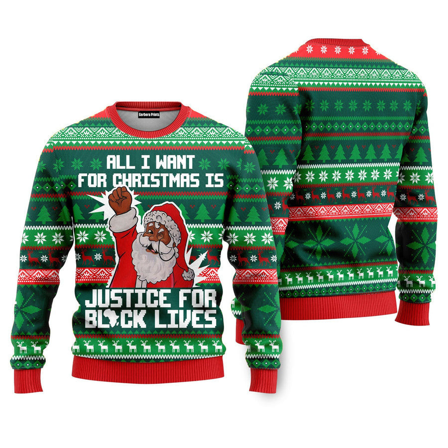Black Santa All I Want For Christmas Ugly Christmas Sweater