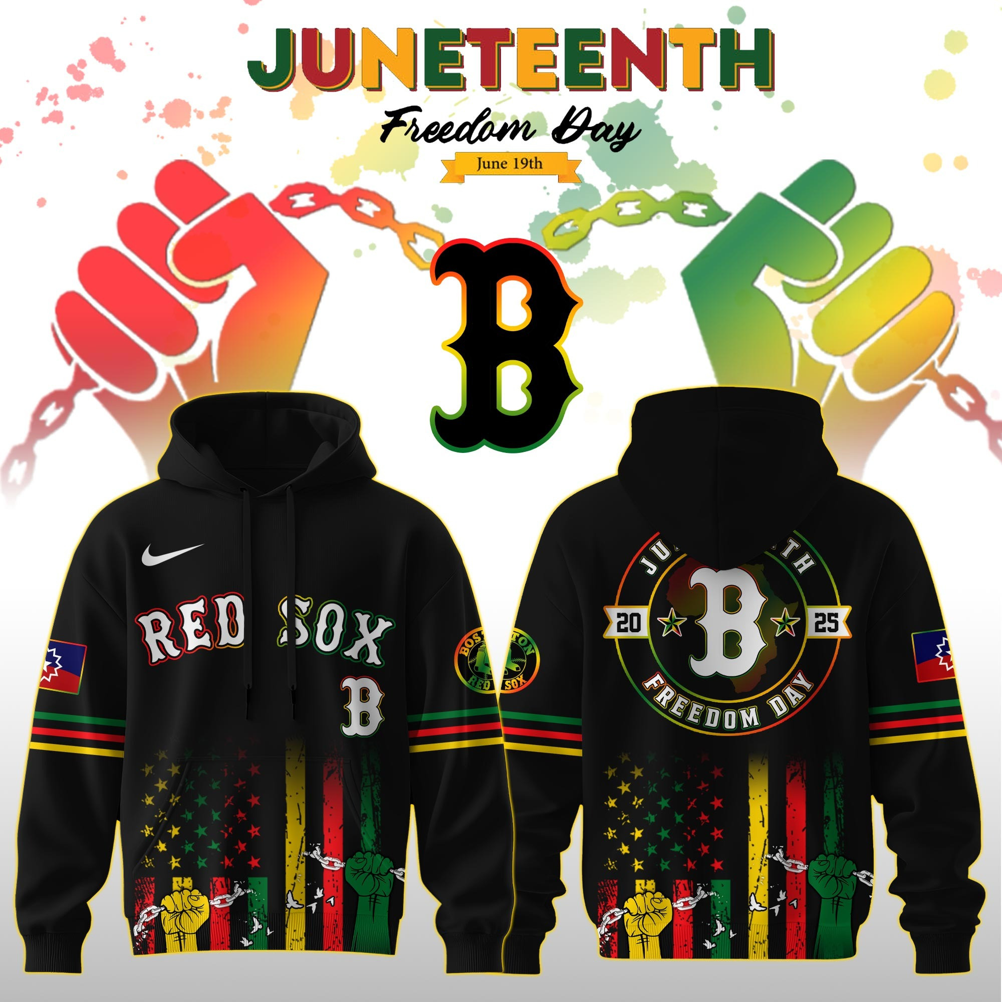 Boston Red Sox MLB X Juneteenth Day 2025 Hoodie Themed Baseball Lover Fan Merch Apparel