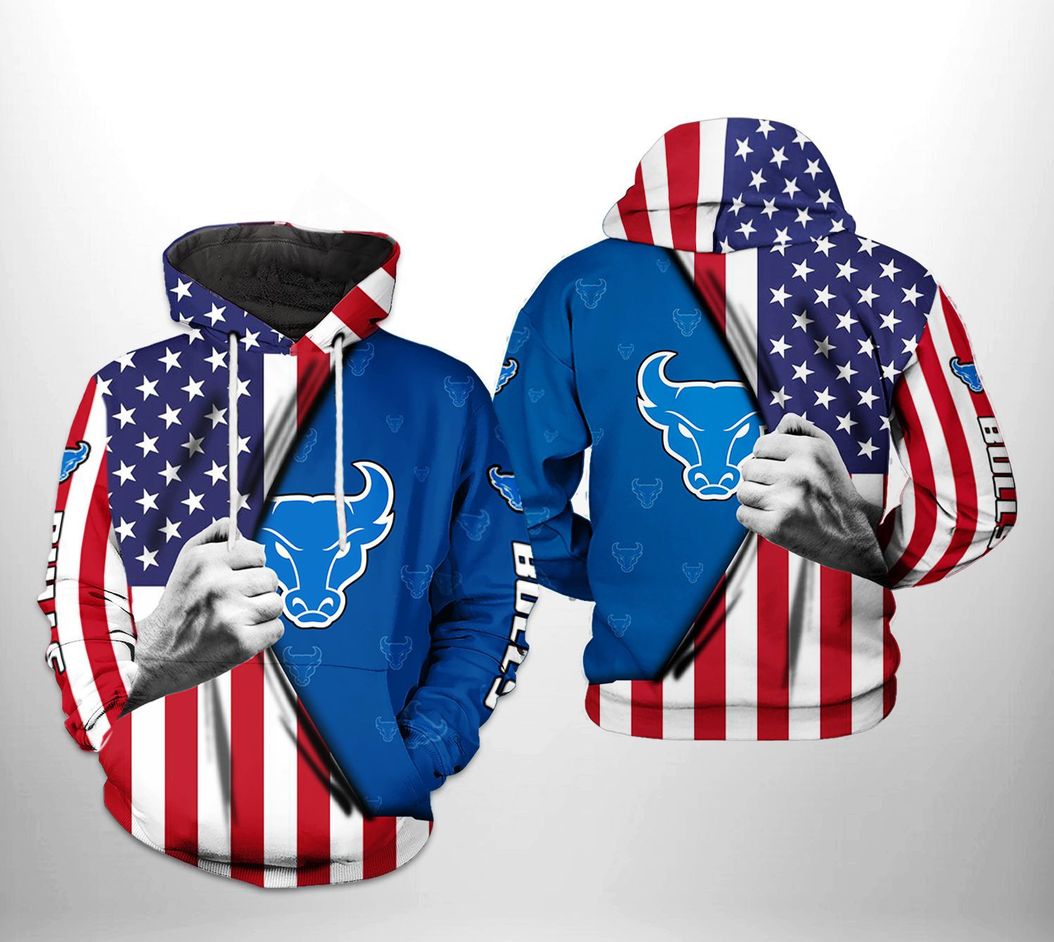 Buffalo Bulls NCAA US FLag Hoodie Zip Hoodie Version 2585