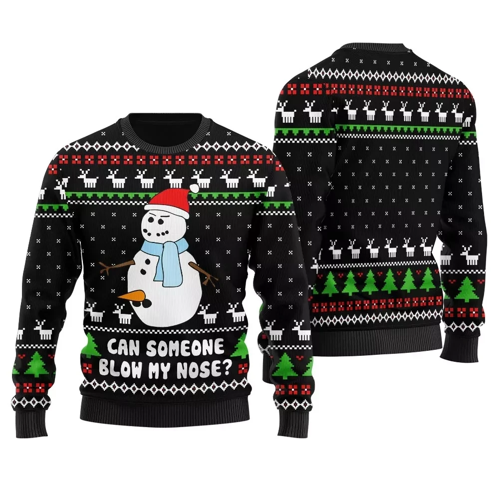 Can Someone Snowman Blow My Nose Ugly Christmas Sweater Black