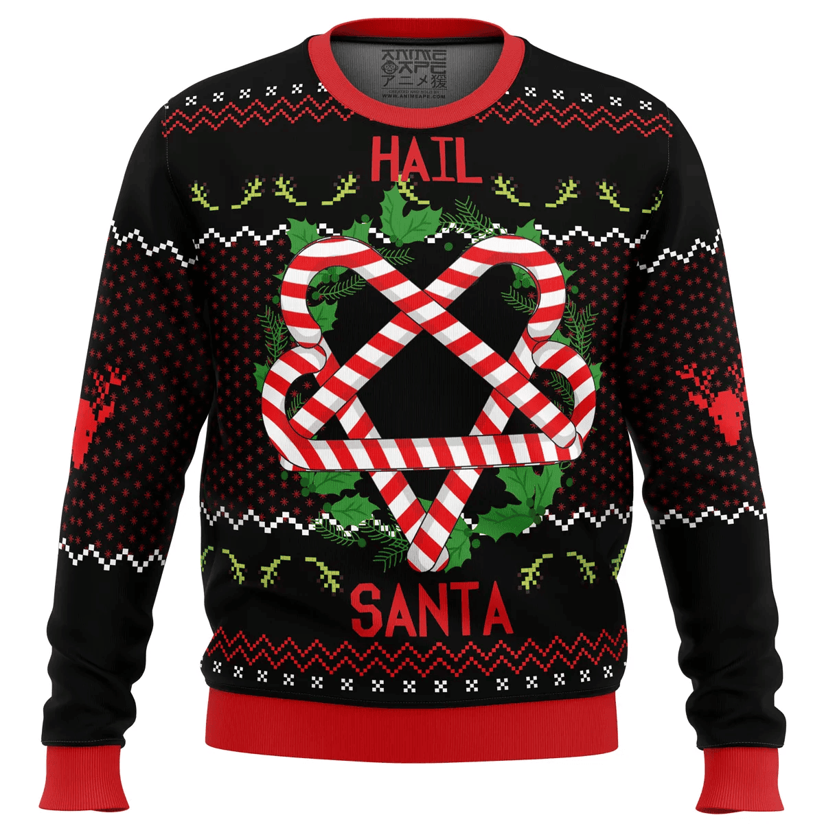 Candy Cane Hail Santa Ugly Christmas Sweater