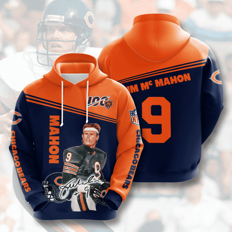 Chicago Bears Jim McMahon 9 Hoodie Zip Hoodie