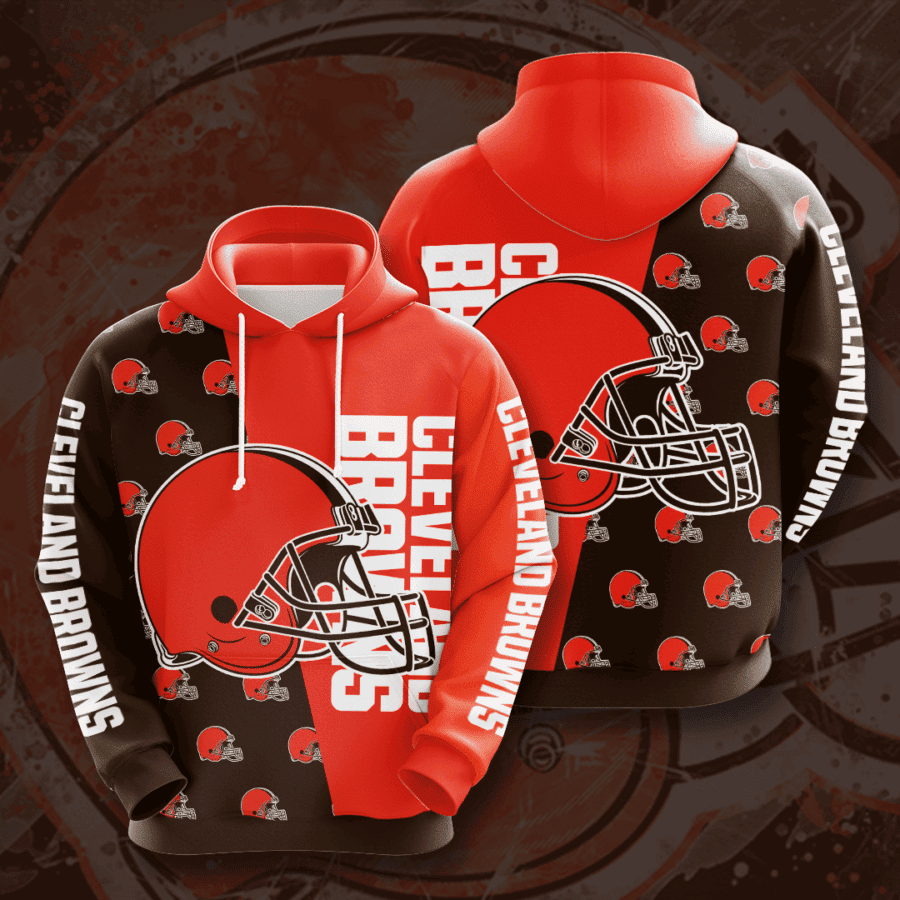 Cleveland Browns Small Logos Hoodie Zip Hoodie Version 2575