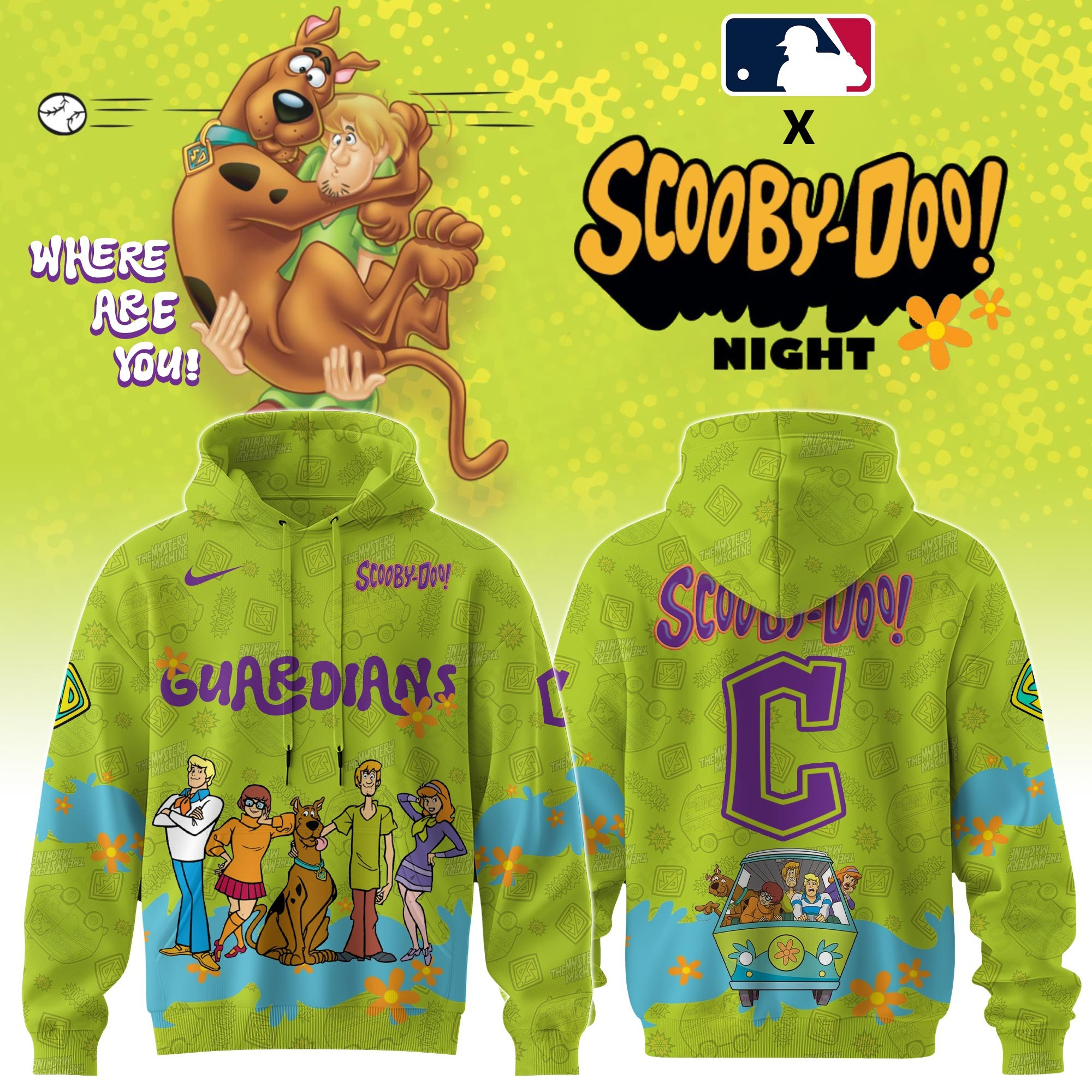Cleveland Guardians MLB X Scooby Doo Hoodie Merch Gifts For Baseball Lovers Fans