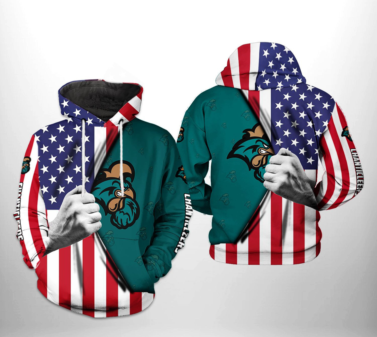 Coastal Carolina Chanticleers NCAA US FLag Hoodie Zip Hoodie Version 1099