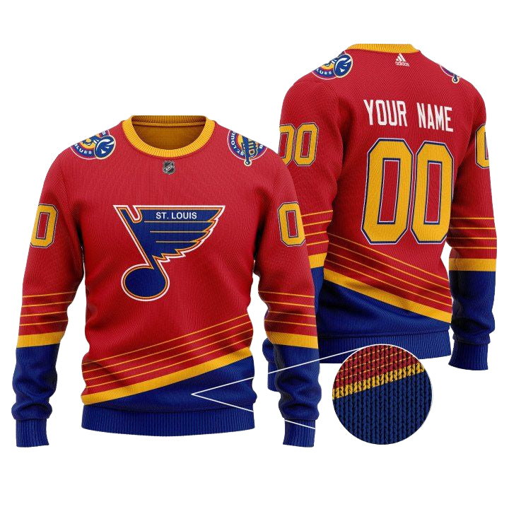 Custom Name Number Nhl St Louis Blues Red Sweater