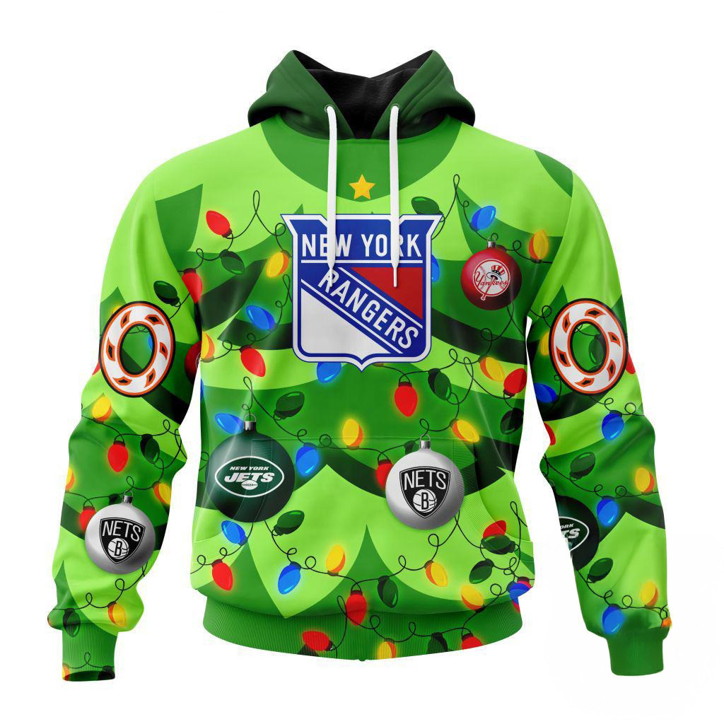 Custom NHL New York Rangers Specialized Christmas Tree Color And Citys Sports Teams Hoodie