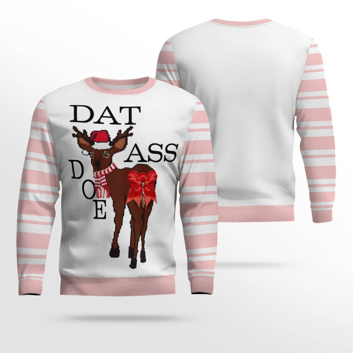 Dat Ass Doe Ugly Christmas Sweater Powder Pink