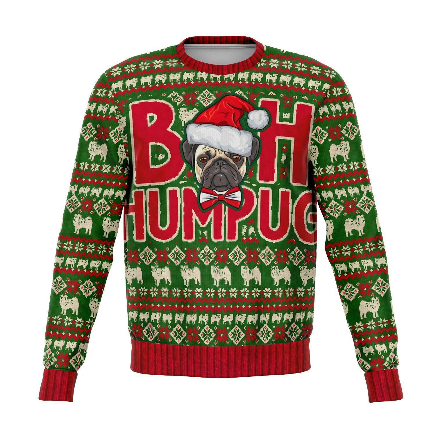 Dog Pug Bah Humbug Funny Christmas Ugly Christmas Sweater