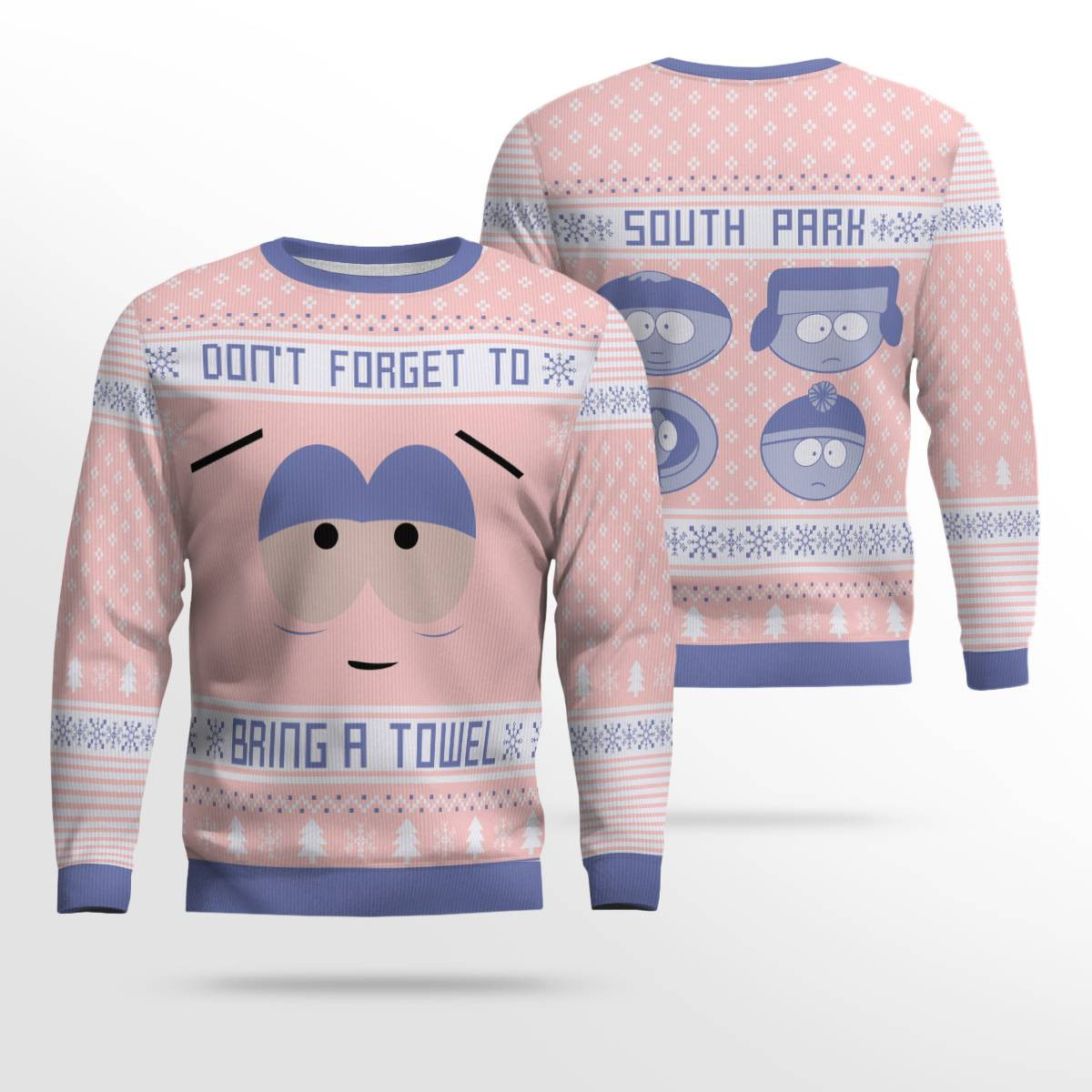 Dont Forget To Bring a Towel Ugly Christmas Sweater Powder Pink