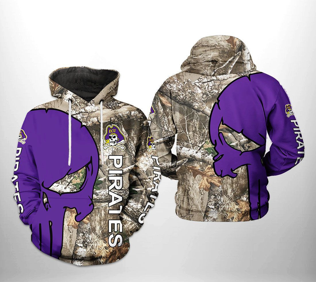 East Carolina Pirates NCAA Camo Veteran Hunting Hoodie Zip Hoodie