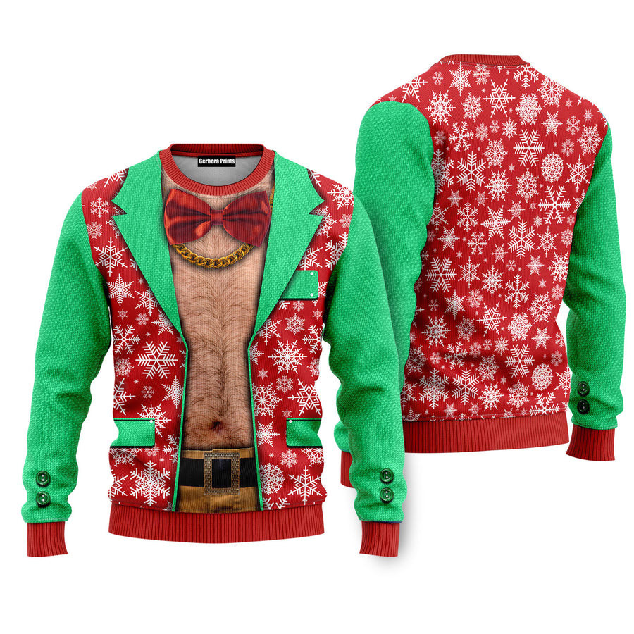 Faux Real Men Funny Cosplay Hot Man Funny Ugly Christmas Sweater