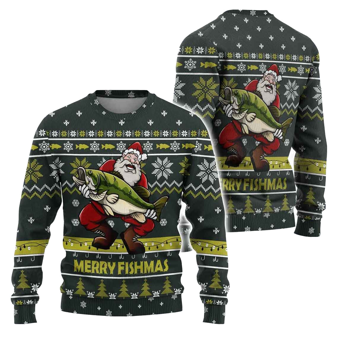 Fishing Lover Merry Fishmas Ugly Sweater