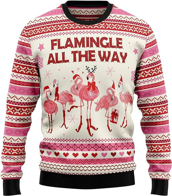 Flamingo All The Way Ugly Christmas Sweater