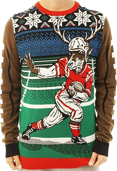 Football Reindeer Ugly Christmas Sweater