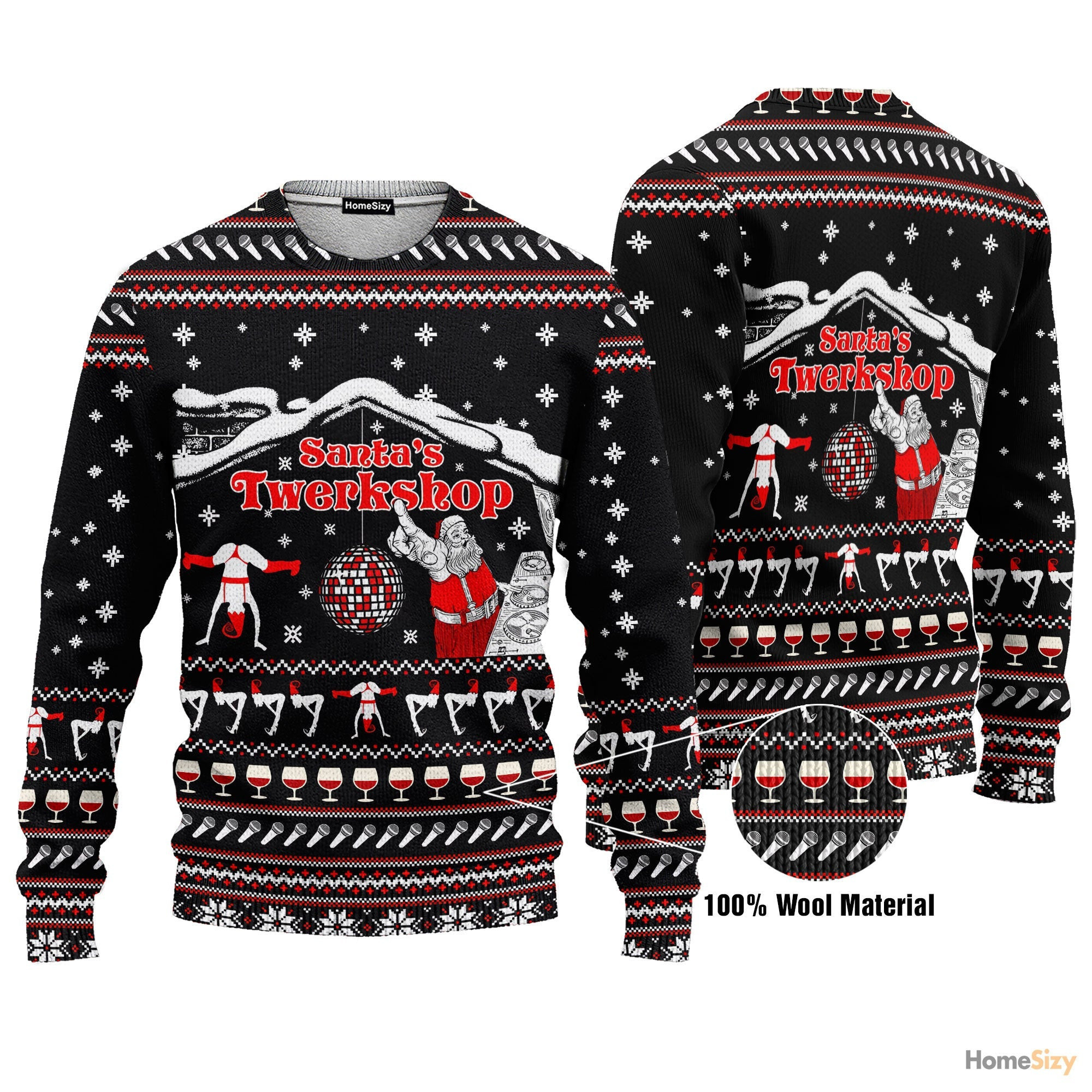 Fun Holiday Santas Twerkshop Ugly Christmas Sweater