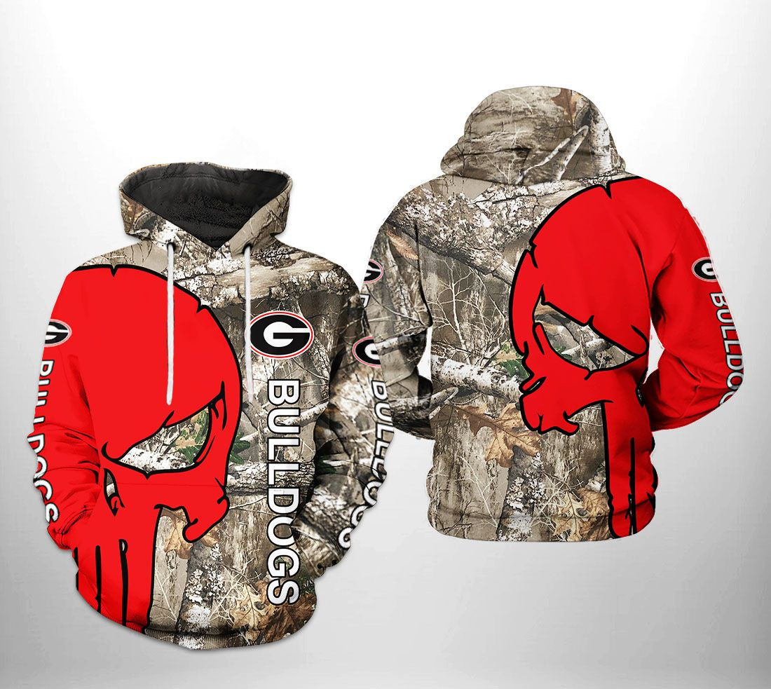 Georgia Bulldogs NCAA Camo Veteran Hunting Hoodie Zip Hoodie