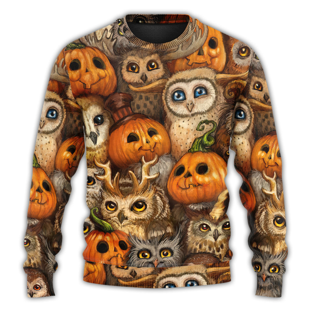 Halloween Owl Pumpkin Ugly Christmas Sweaters