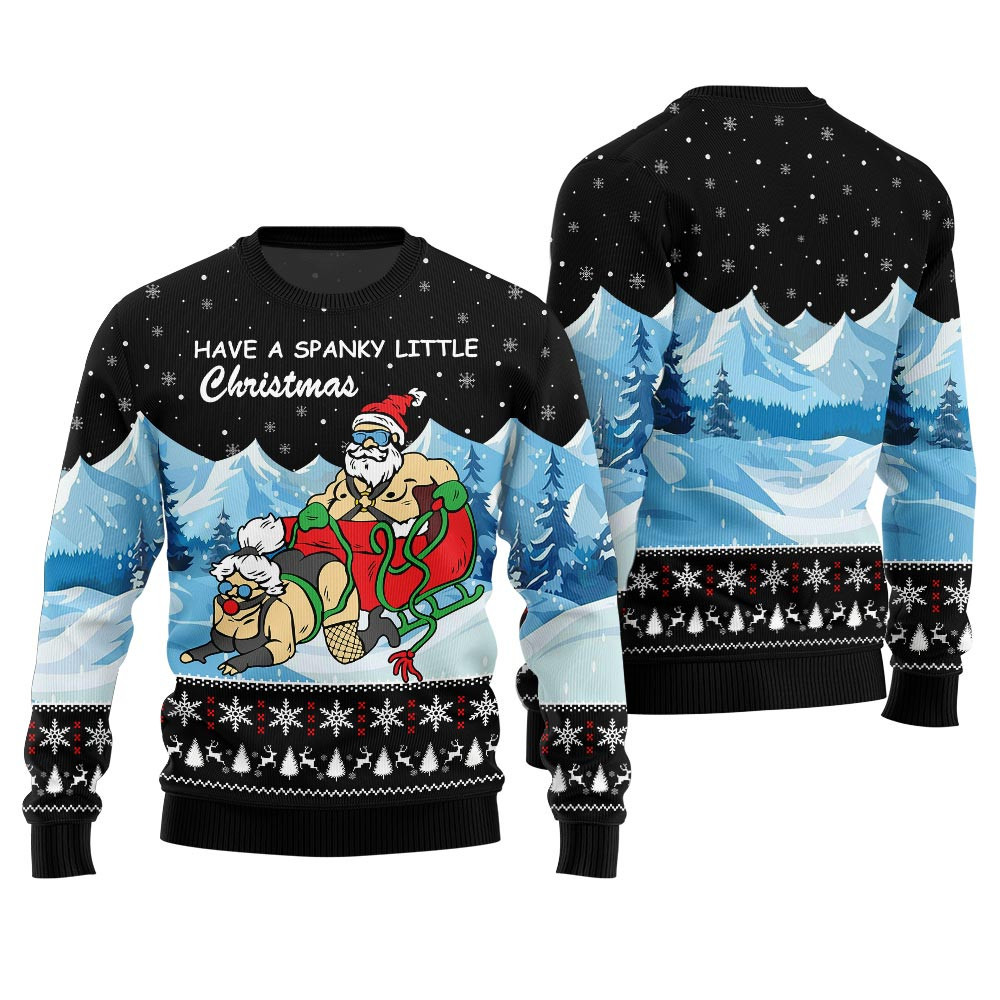 Have A Spanky Little Christmas Ugly Christmas Sweater Black