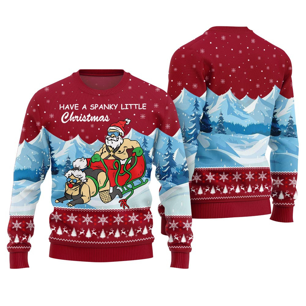 Have A Spanky Little Christmas Ugly Christmas Sweater Red