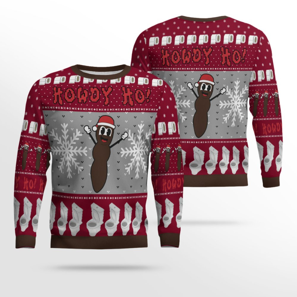 Howdy Ho Ugly Christmas Sweater Burgundy