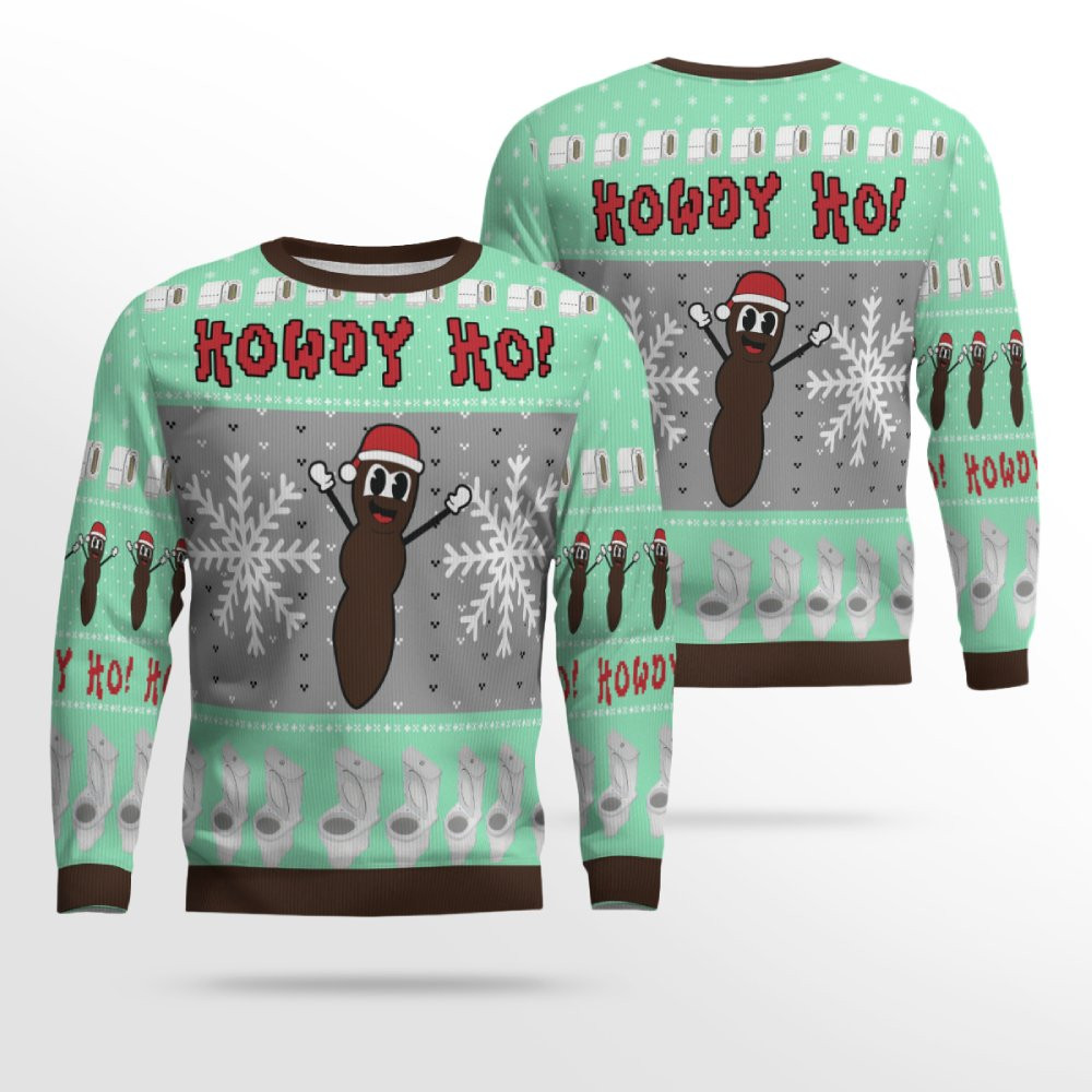 Howdy Ho Ugly Christmas Sweater Seafoam Green