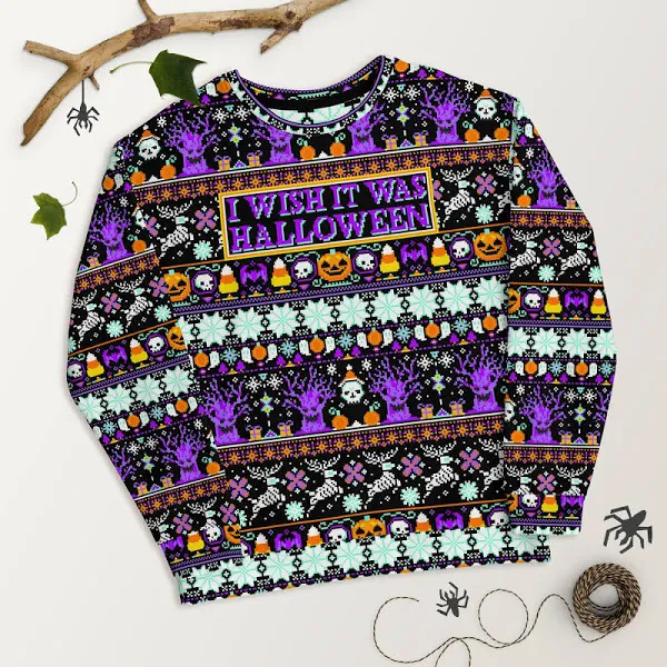 I Wish It Was Halloween Ugly Christmas Sweater