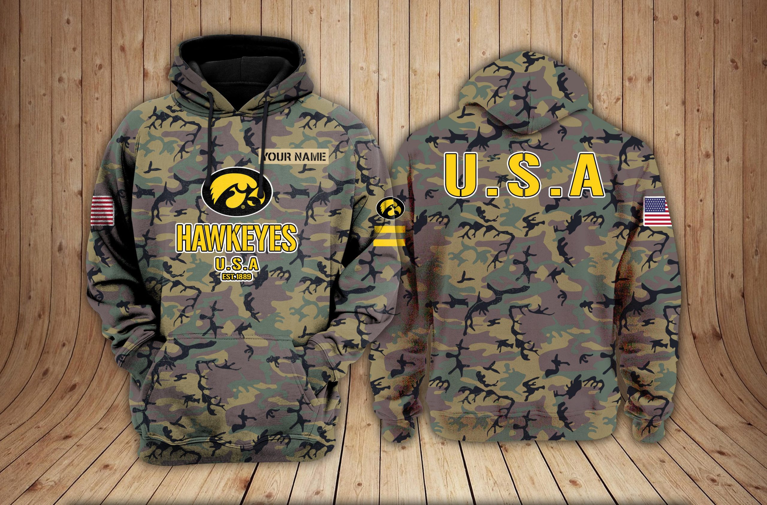 Iowa Hawkeyes football NCAA Camouflage 3D Hoodie PT22843