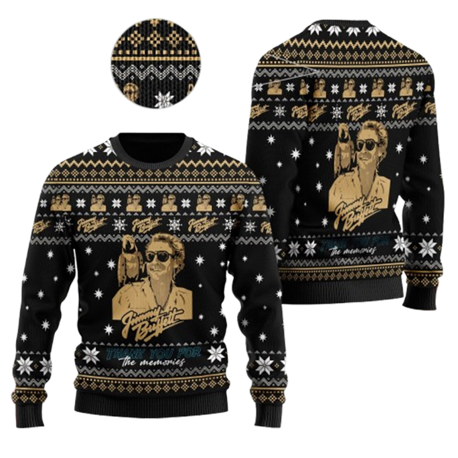 Jimmy Buffett Thank You For The Memories Full Size For Fans Ugly Christmas Sweater
