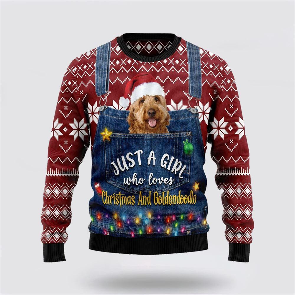 Just A Girl Who Loves Christmas and Goldendoodle Ugly Christmas Sweater