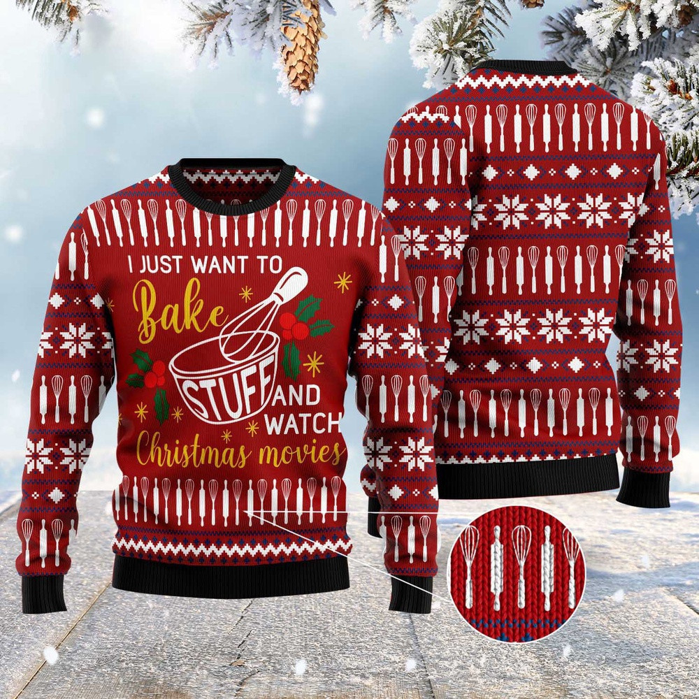 Just Want To Bake Cookies Ugly Christmas Sweater