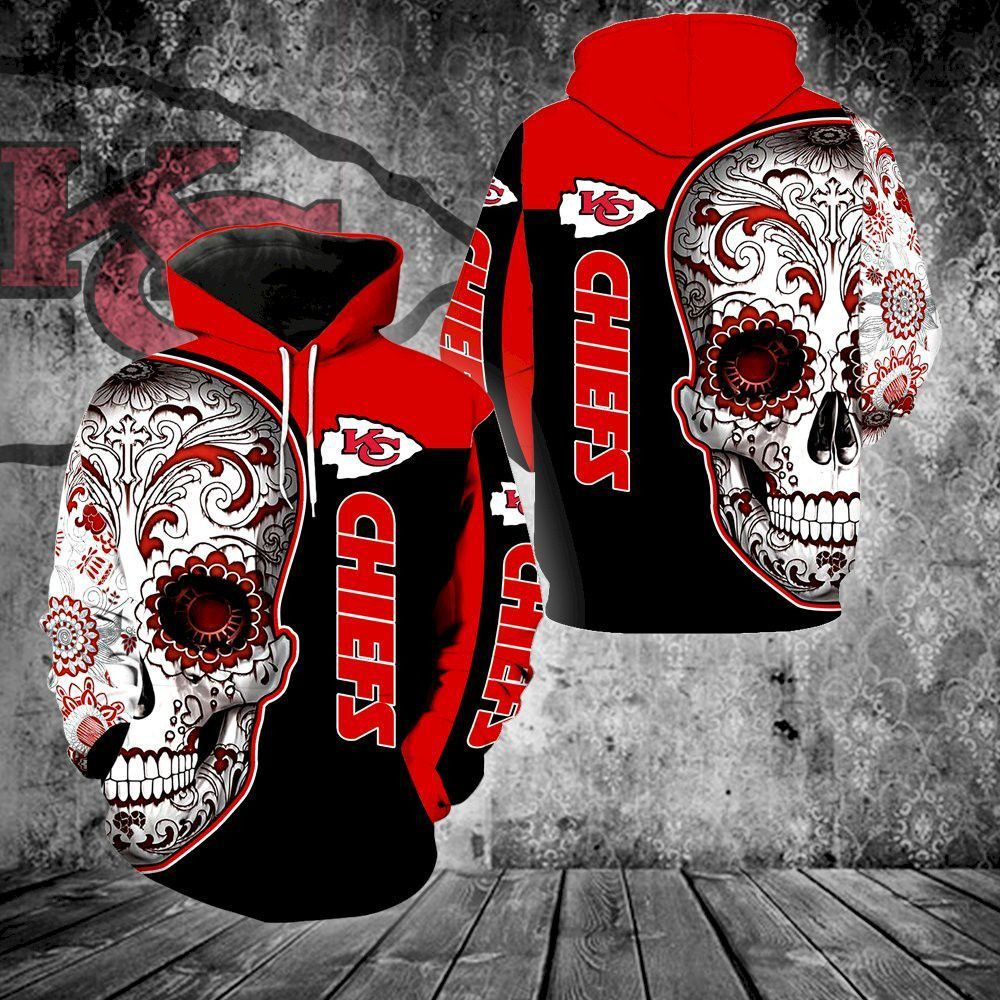 Kansas City Chiefs Skull Hoodie Zip Hoodie